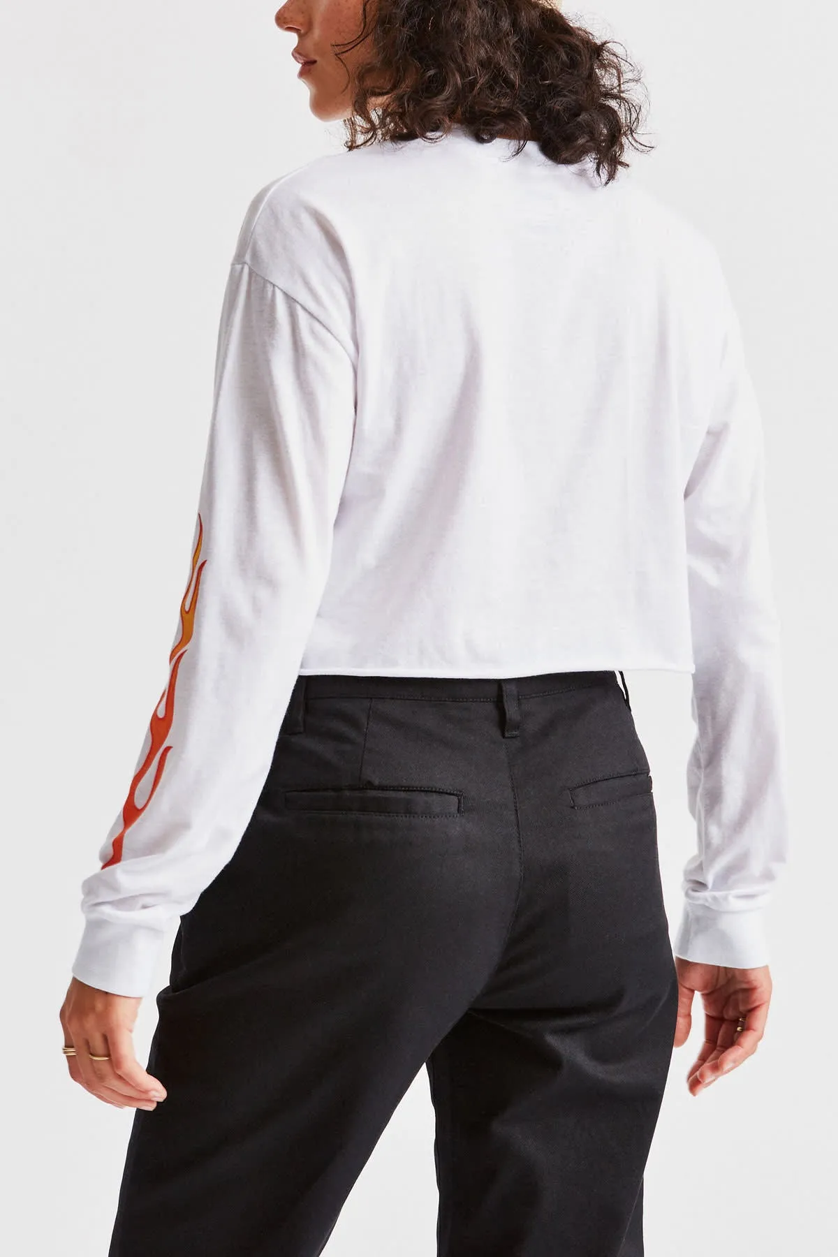 55 Heavy L/S Crop Tee - El Camino White