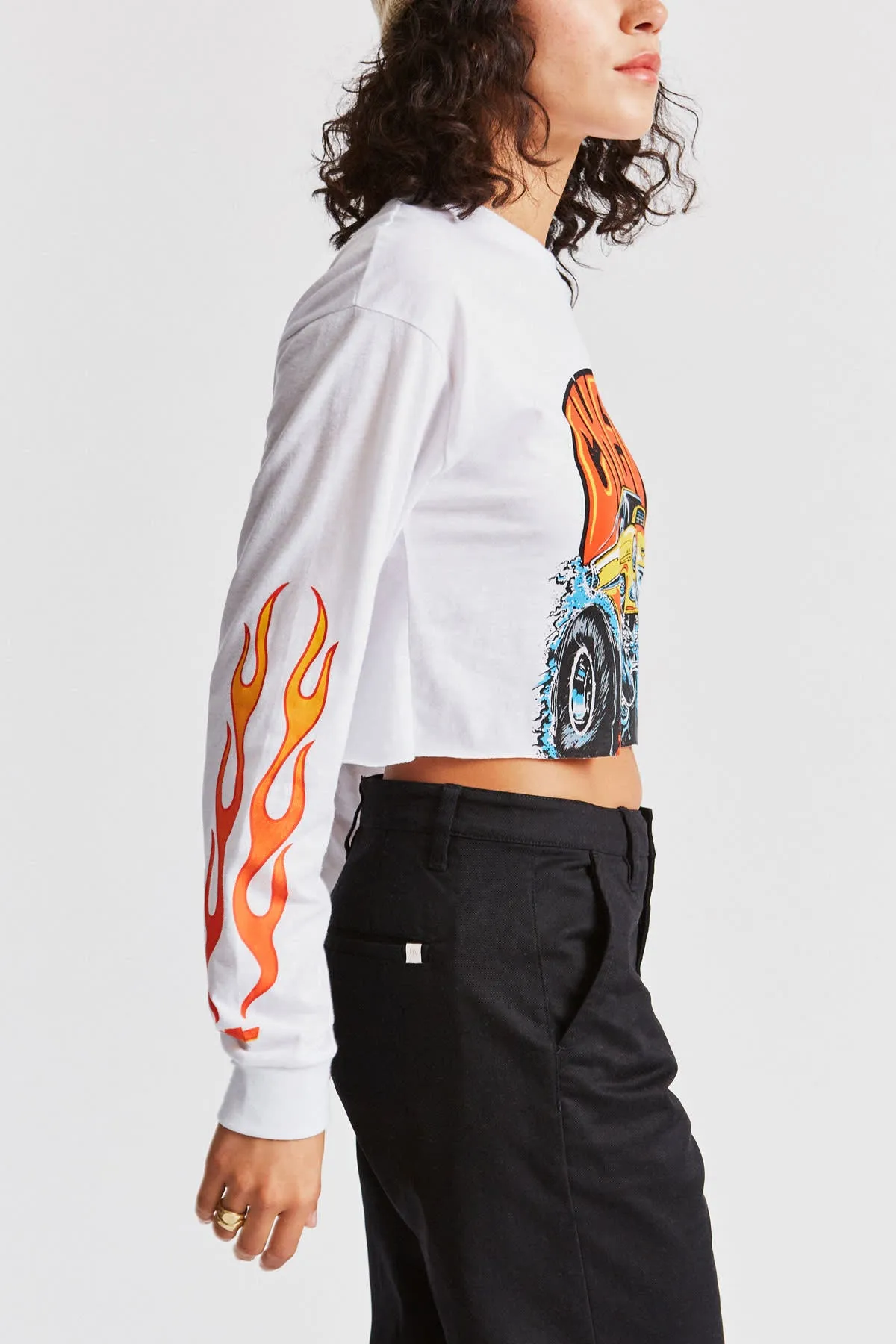 55 Heavy L/S Crop Tee - El Camino White