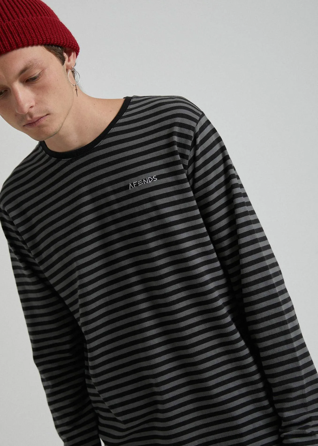 Afends Mens Bleach - Retro Fit Long Sleeve Tee - Gunmetal