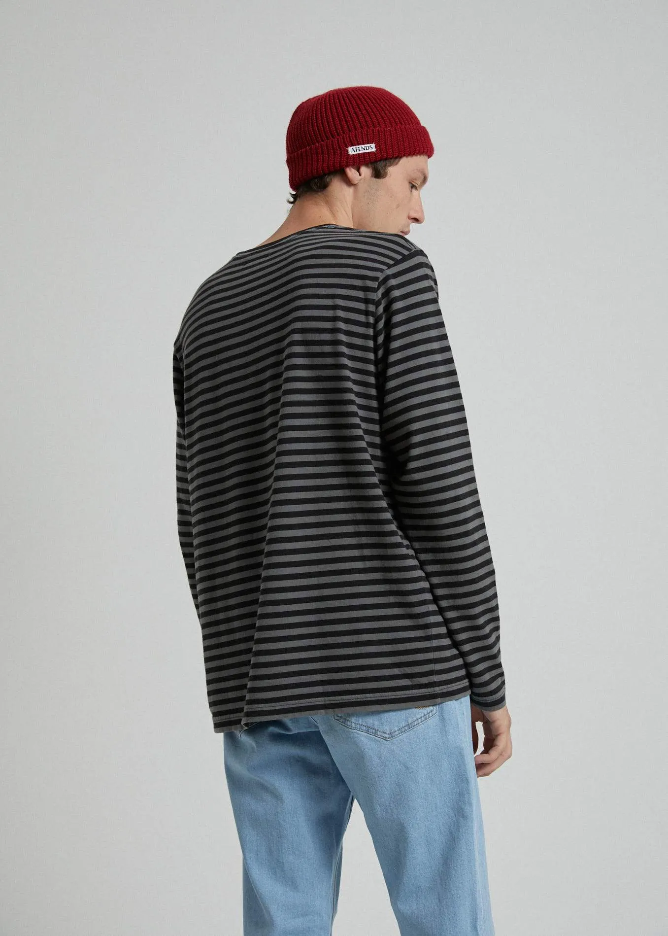 Afends Mens Bleach - Retro Fit Long Sleeve Tee - Gunmetal