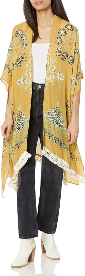 Angie Women's Burnout Velvet Kimono