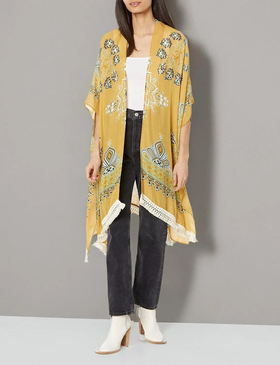 Angie Women's Burnout Velvet Kimono