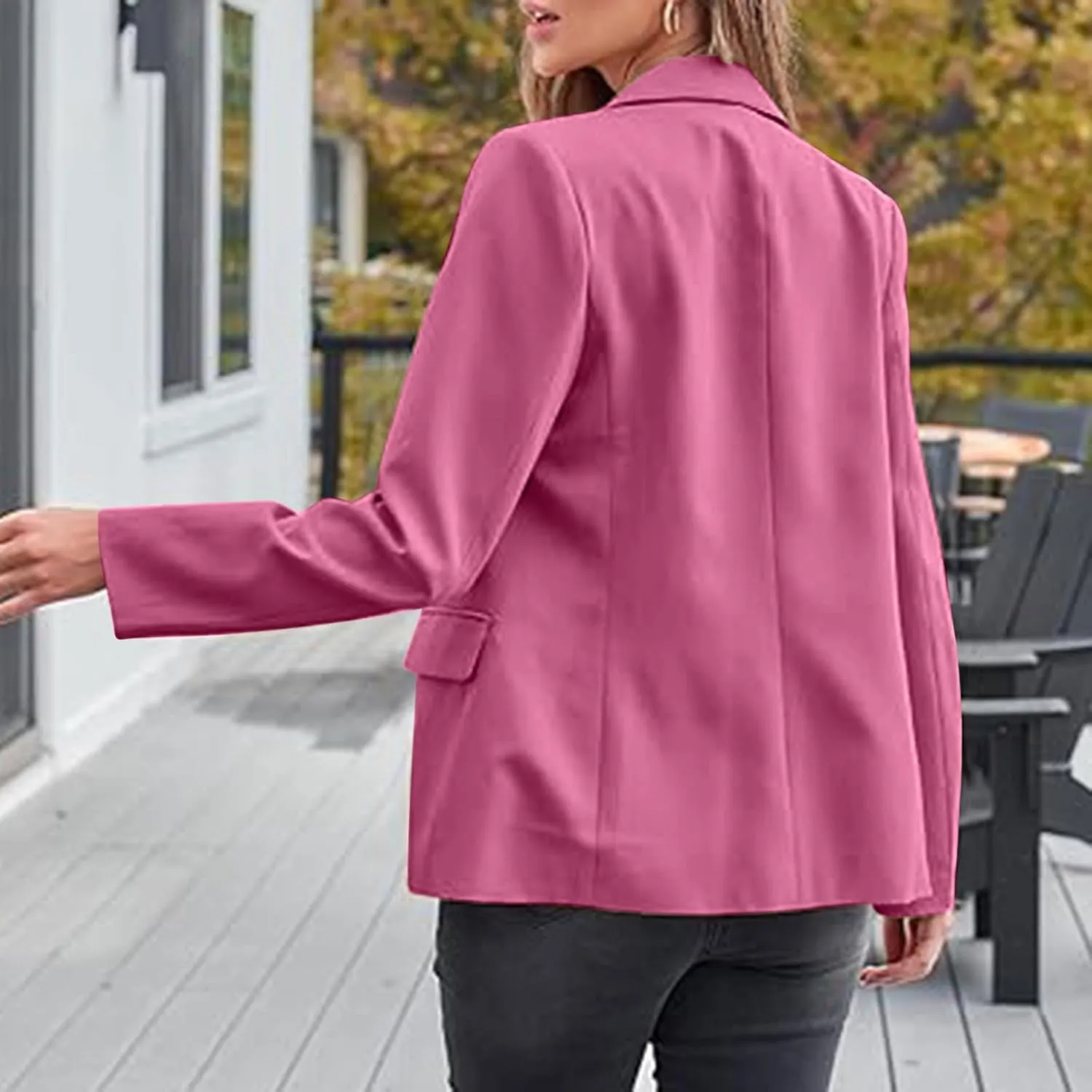 Blazers for Women Business Button Down Long Sleeve Fall Jackets for Women 2024 Dressy Fall Clothes for Women 2024