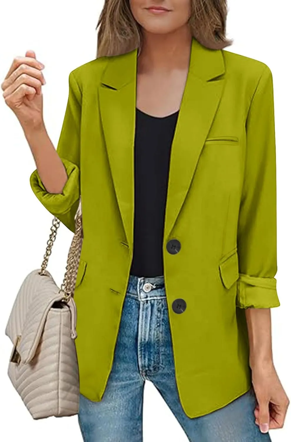 Blazers for Women Business Button Down Long Sleeve Fall Jackets for Women 2024 Dressy Fall Clothes for Women 2024