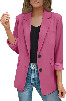 Blazers for Women Business Button Down Long Sleeve Fall Jackets for Women 2024 Dressy Fall Clothes for Women 2024