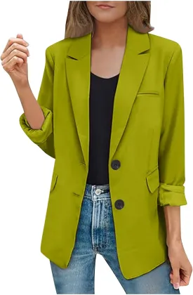 Blazers for Women Business Button Down Long Sleeve Fall Jackets for Women 2024 Dressy Fall Clothes for Women 2024