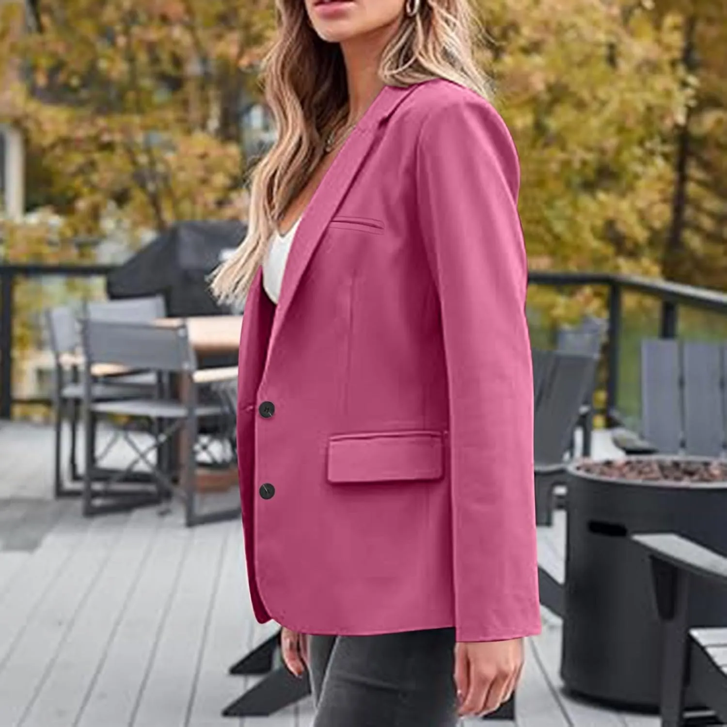 Blazers for Women Business Button Down Long Sleeve Fall Jackets for Women 2024 Dressy Fall Clothes for Women 2024