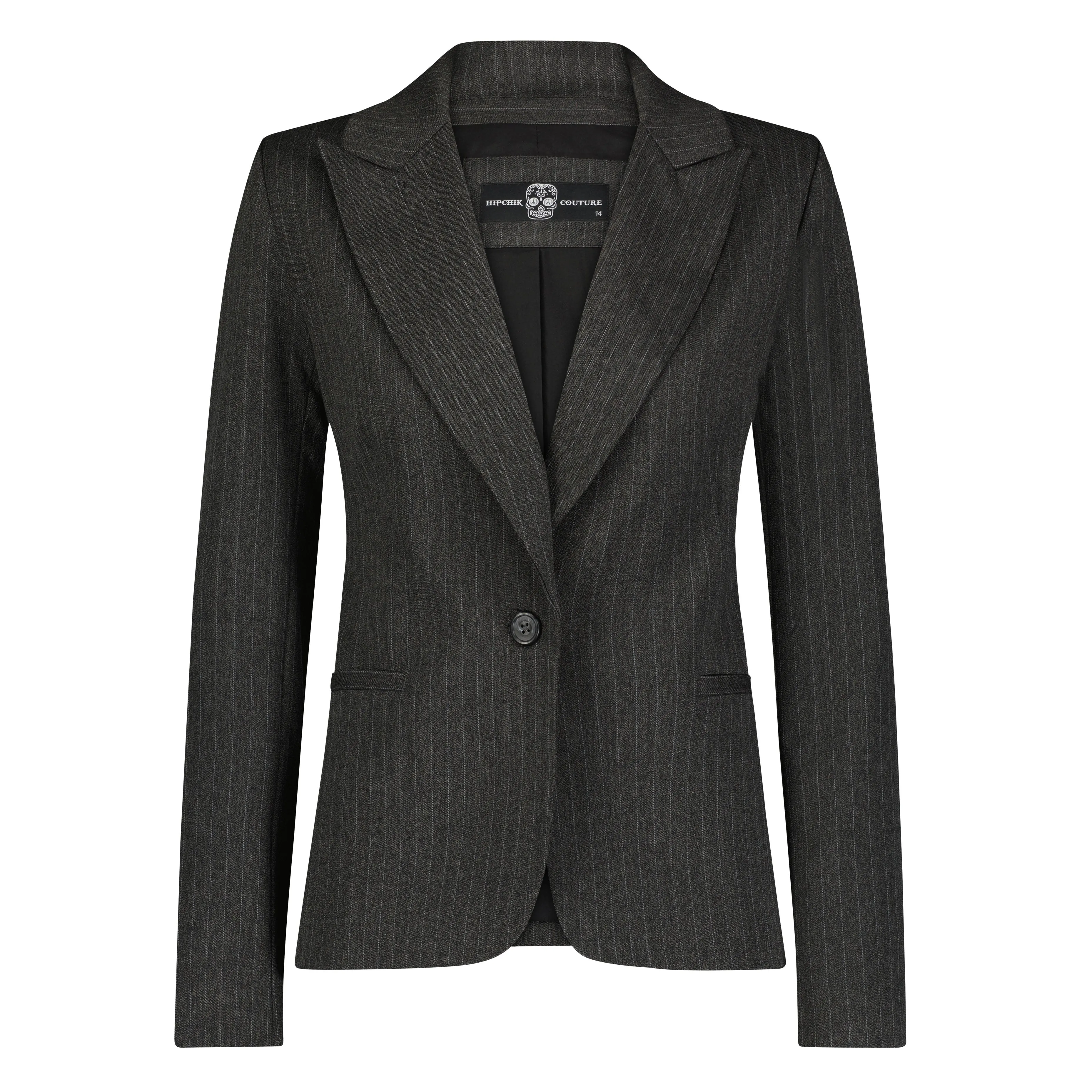 Blue Crystals Skull Pinstripe Blazer