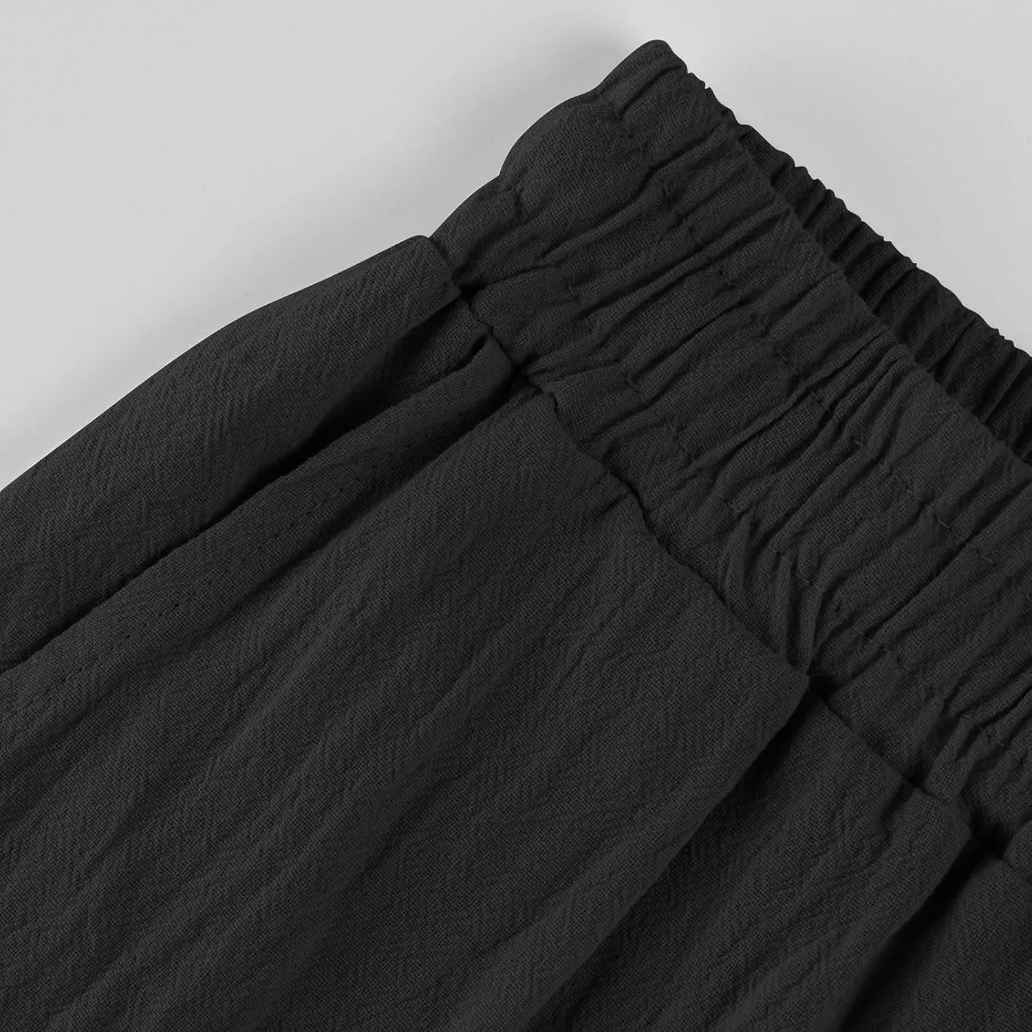 Cropped Linen Pants Women Plus Size Drawstring Elastic High Waisted Joggers Lightweight Summer Ankle Pants w/Pockets