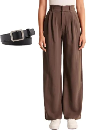 Daisy Grace Wide Leg Trousers, Daisy Grace Trousers Igh Elastic Black Wide-Leg Tailored Business Casual Pants