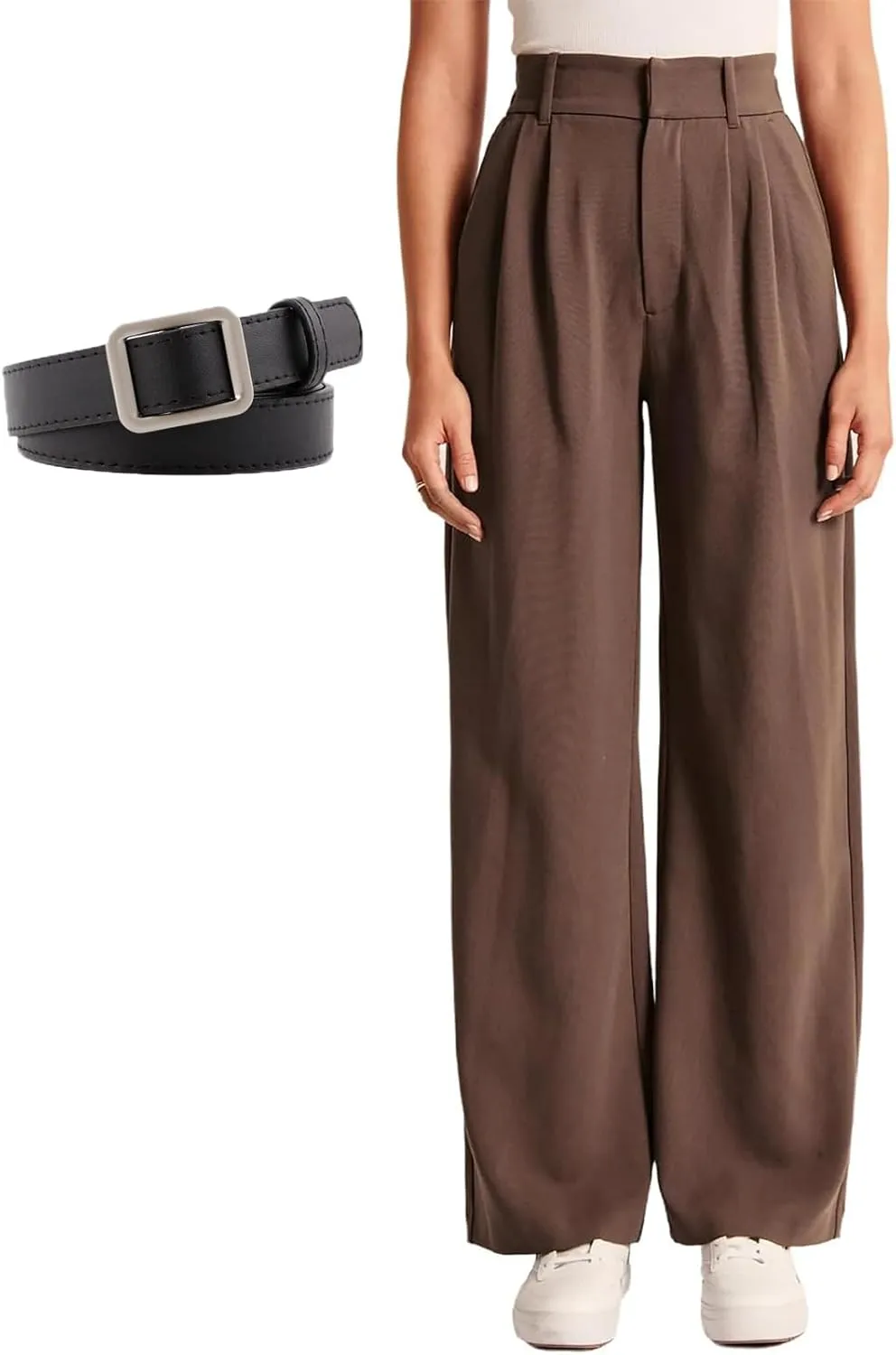 Daisy Grace Wide Leg Trousers, Daisy Grace Trousers Igh Elastic Black Wide-Leg Tailored Business Casual Pants