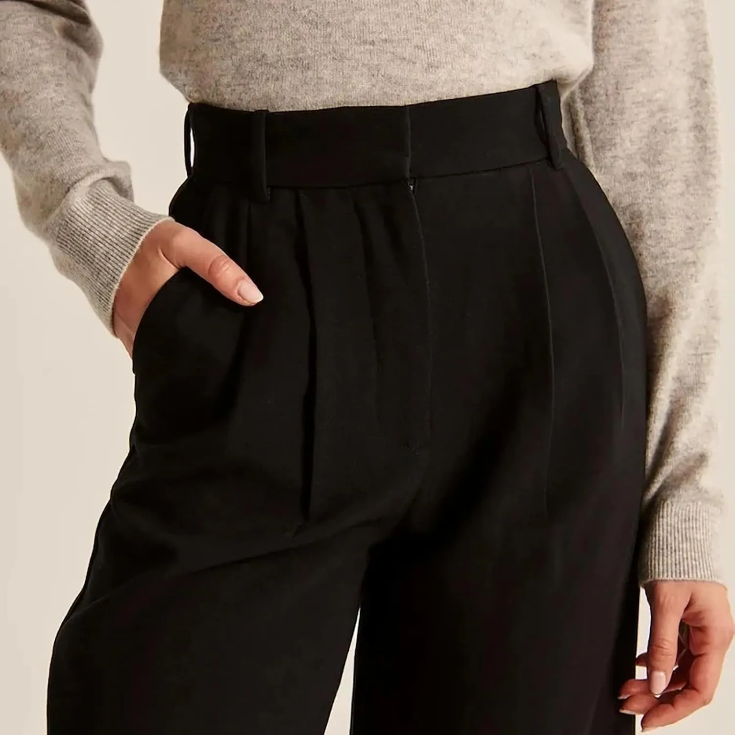 Daisy Grace Wide Leg Trousers, Daisy Grace Trousers Igh Elastic Black Wide-Leg Tailored Business Casual Pants
