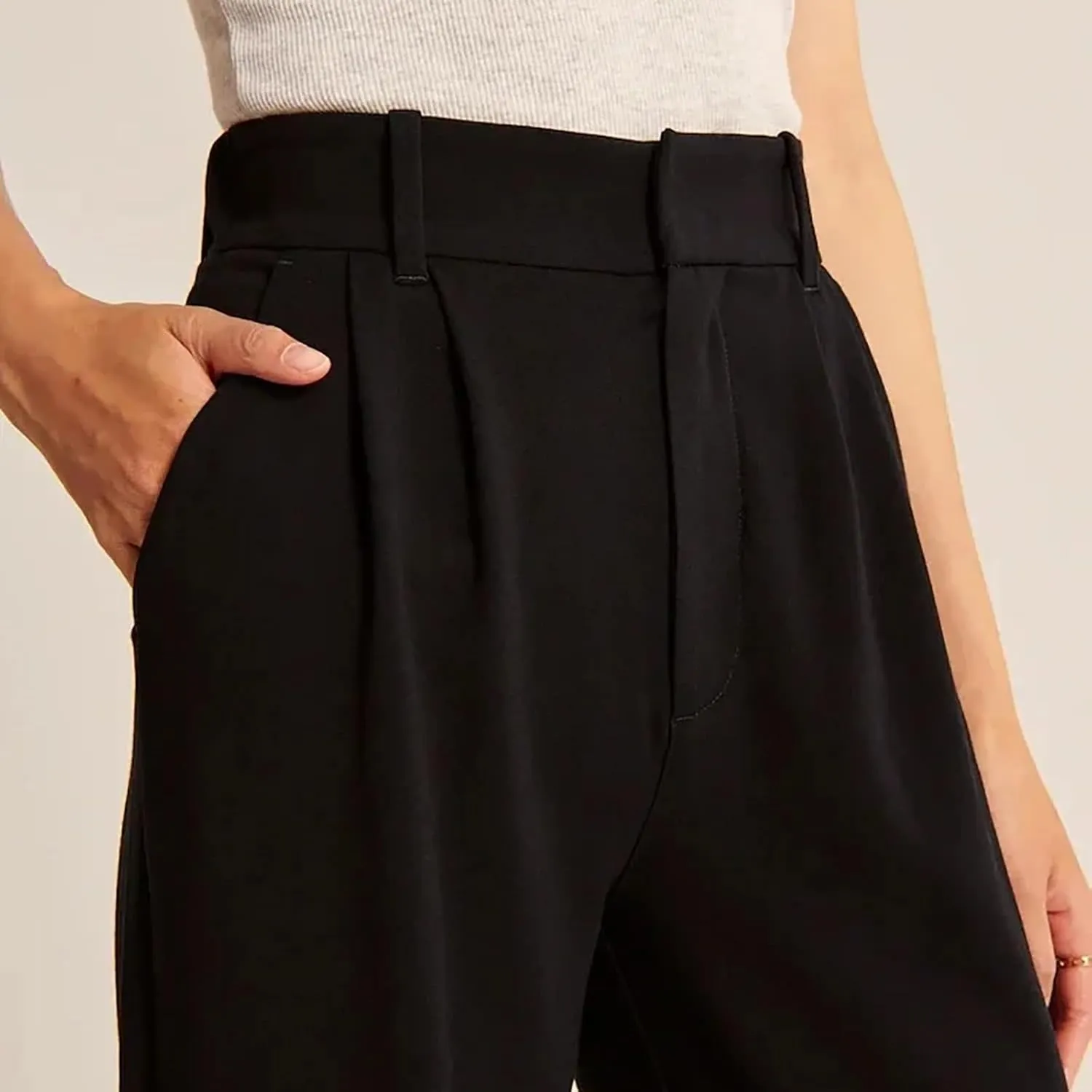 Daisy Grace Wide Leg Trousers, Daisy Grace Trousers Igh Elastic Black Wide-Leg Tailored Business Casual Pants