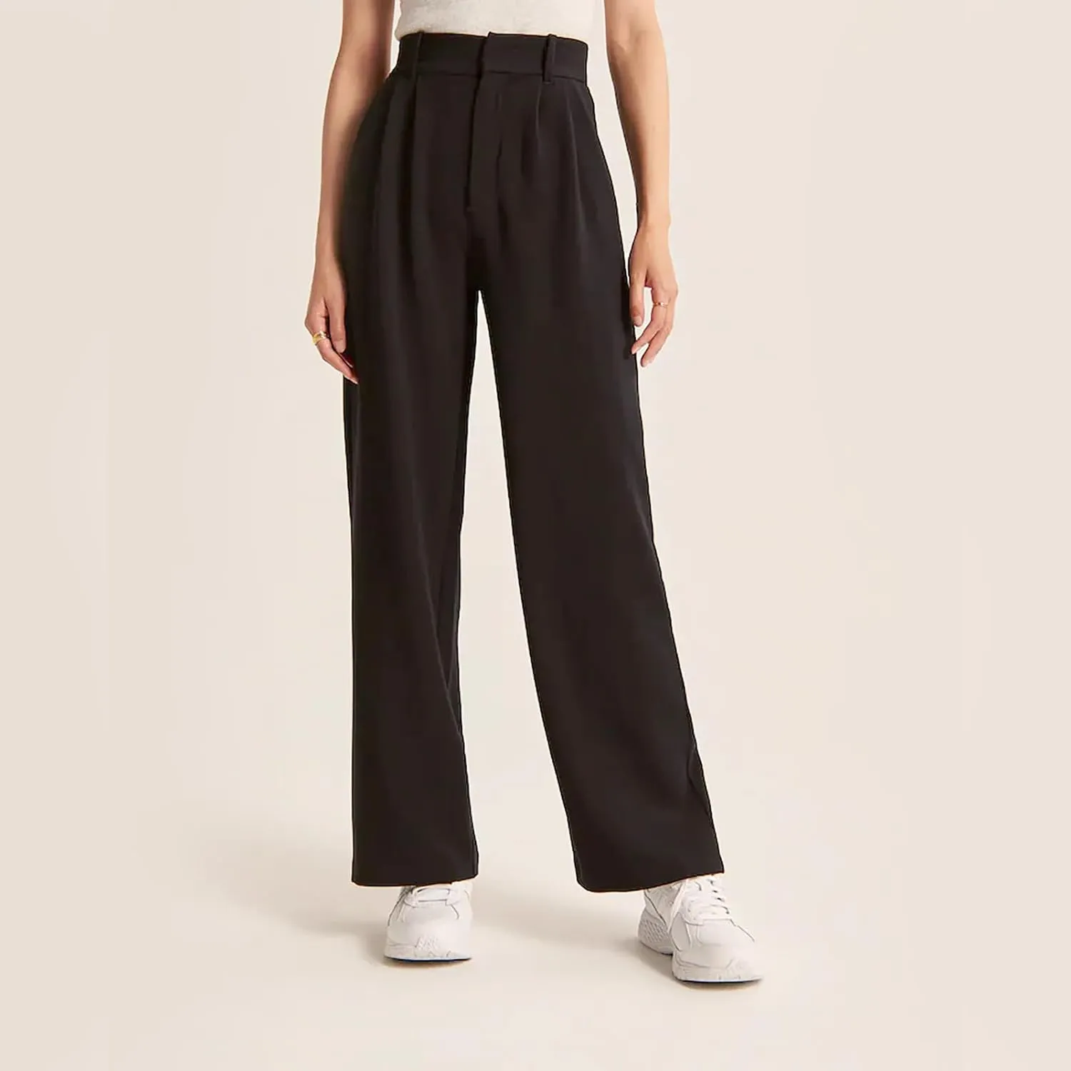 Daisy Grace Wide Leg Trousers, Daisy Grace Trousers Igh Elastic Black Wide-Leg Tailored Business Casual Pants