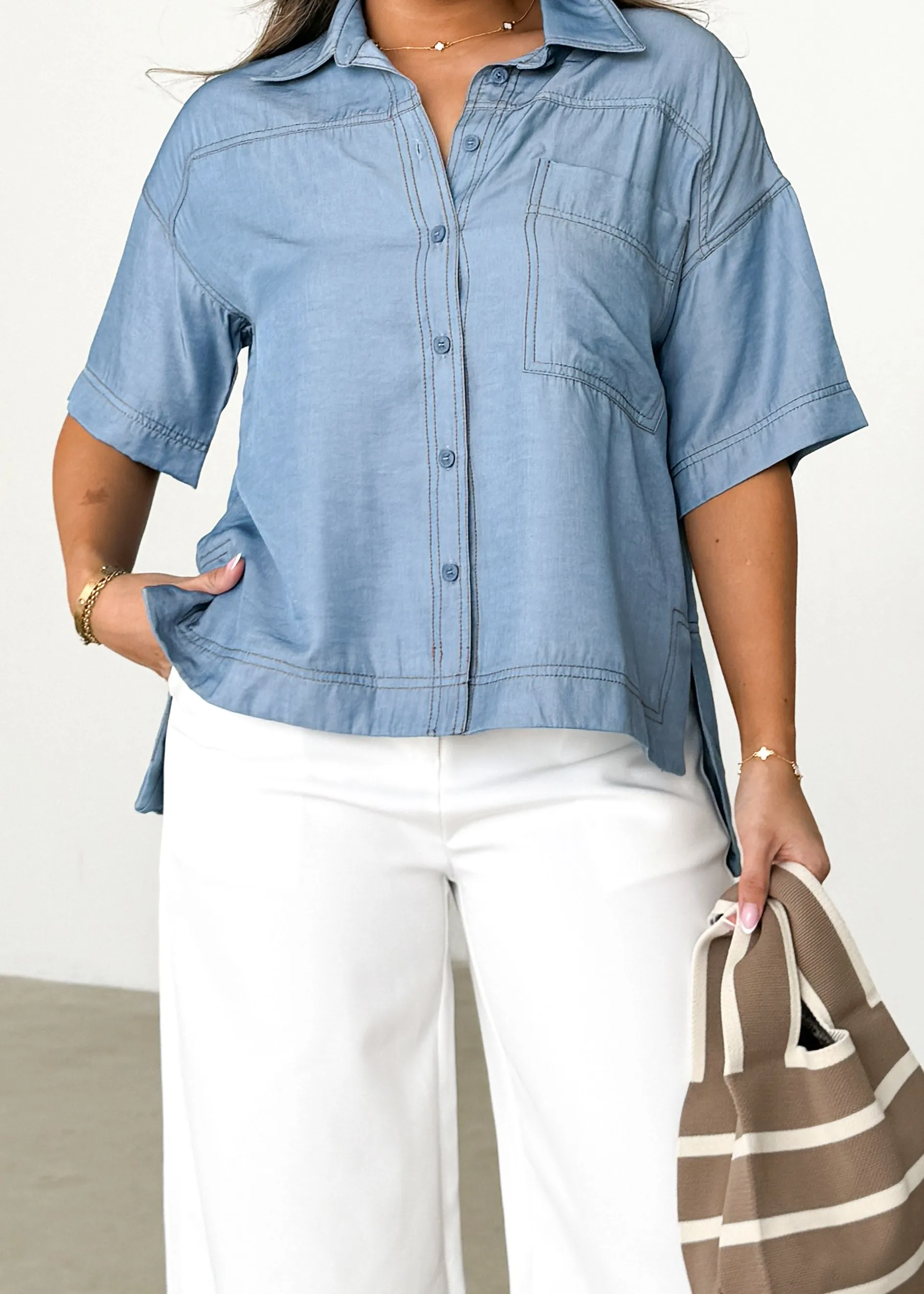 Dazie Chambray Shirt - Blue