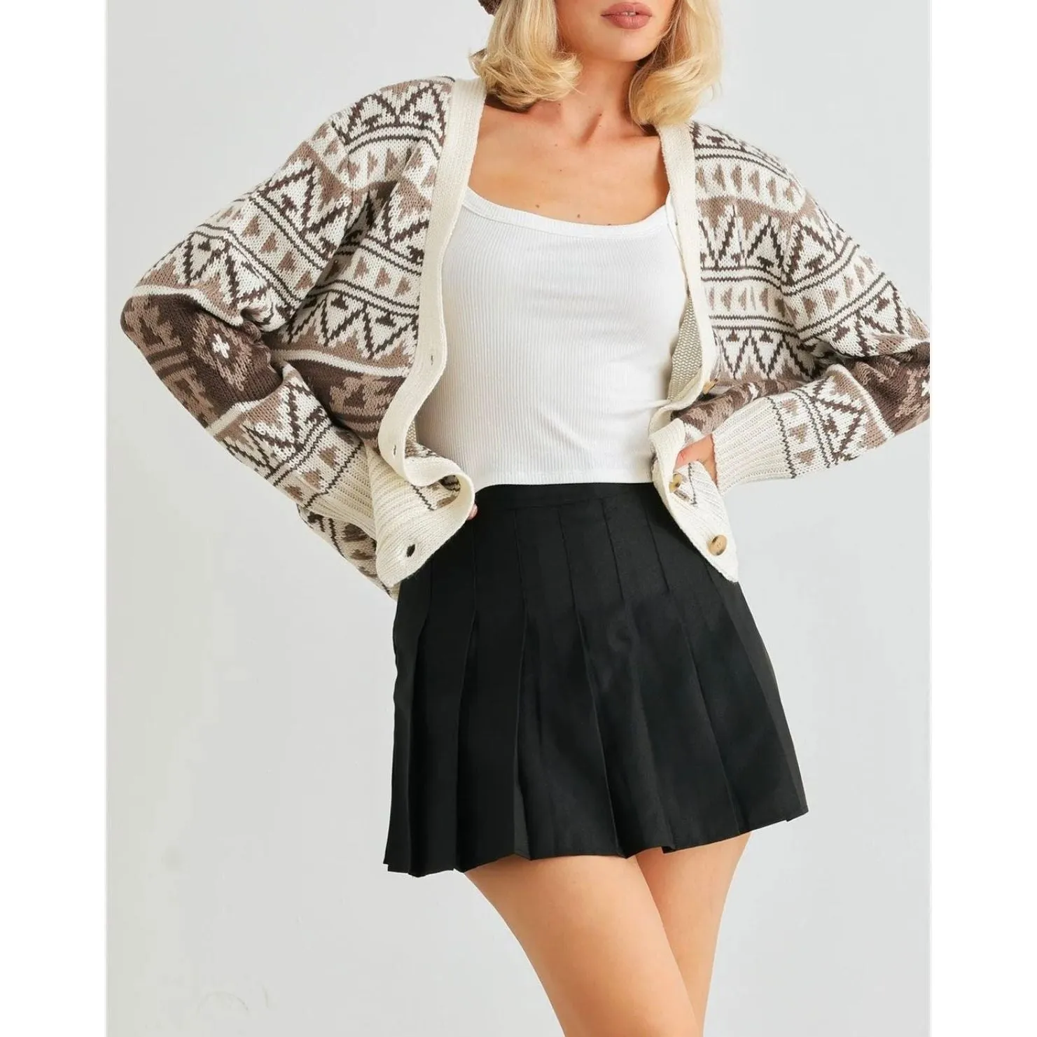 Fair Isle Button Up Cardigan