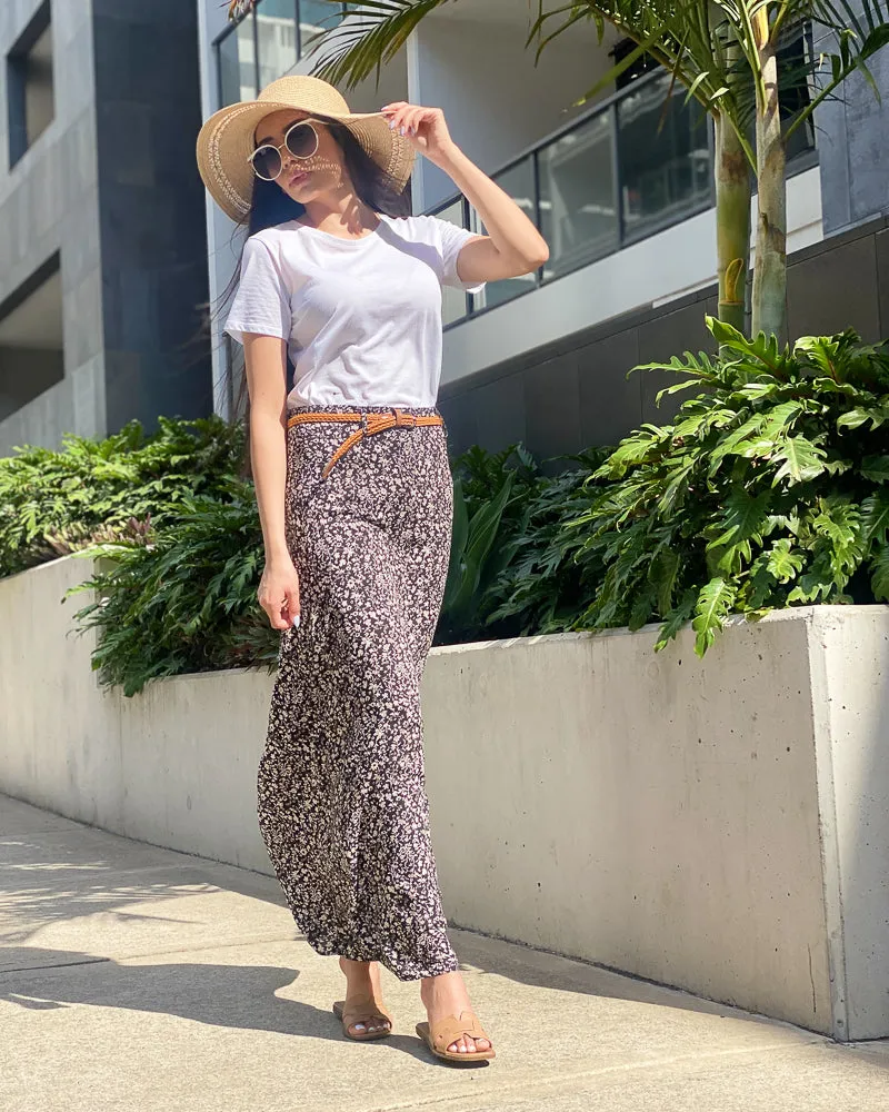 Floral A-Line Skirt With Belt