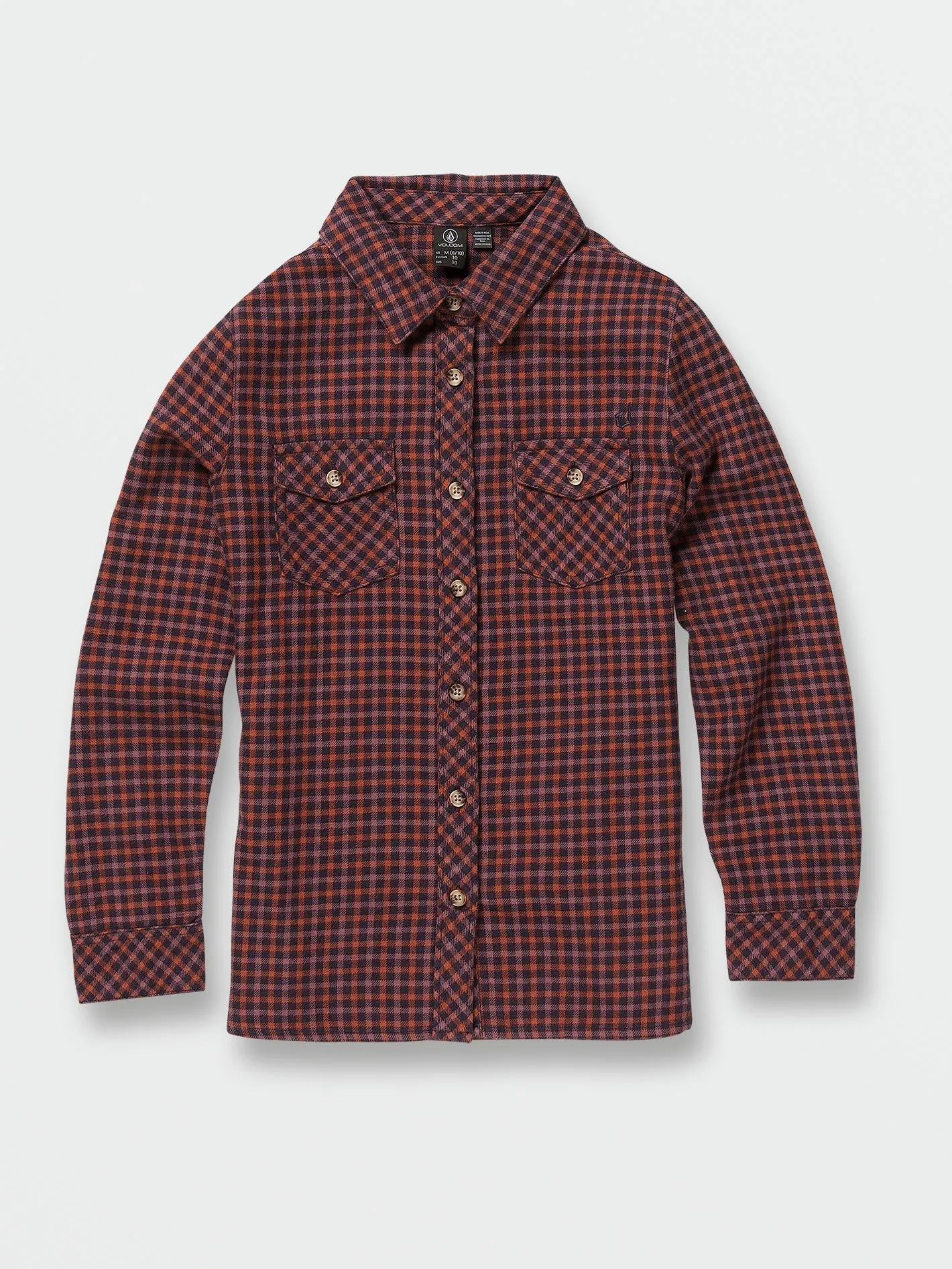 Girls Getting Rad Plaid Long Sleeve Shirt - Midnight Blue