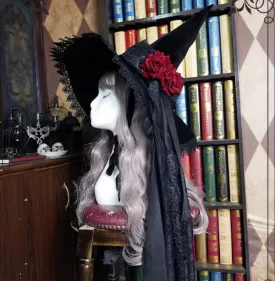 Handmade Witch Hat with Rose Decor