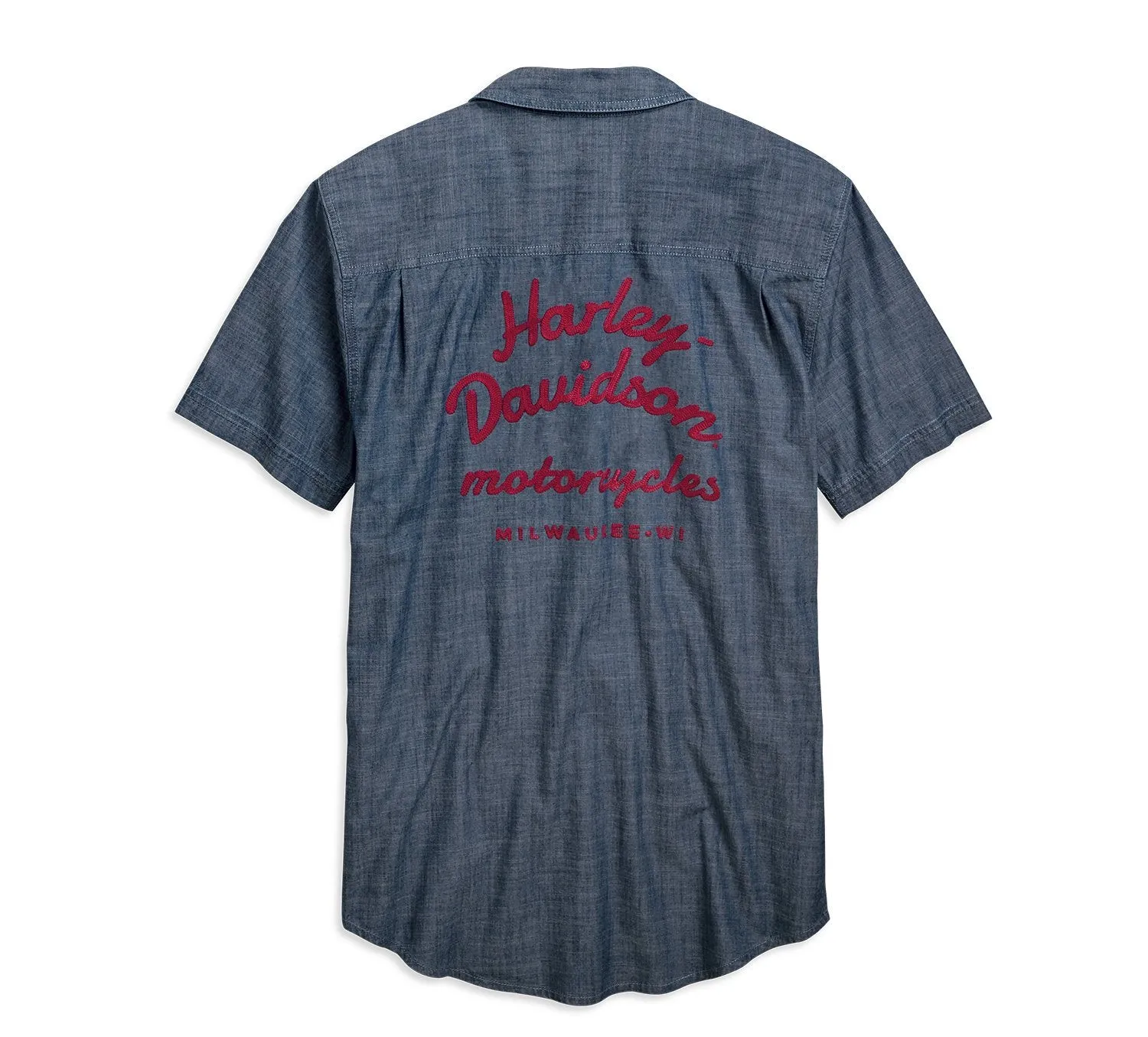 Harley-Davidson® Men's Embroidered Chambray Slim Fit Shirt - 96751-19VM