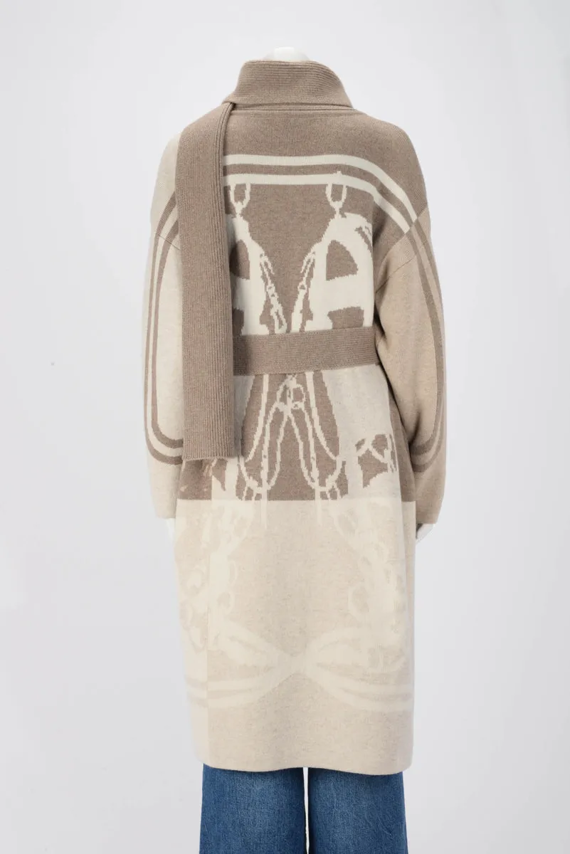 Hermes Beige Cashmere Brides de Gala Long Cardigan FR 34