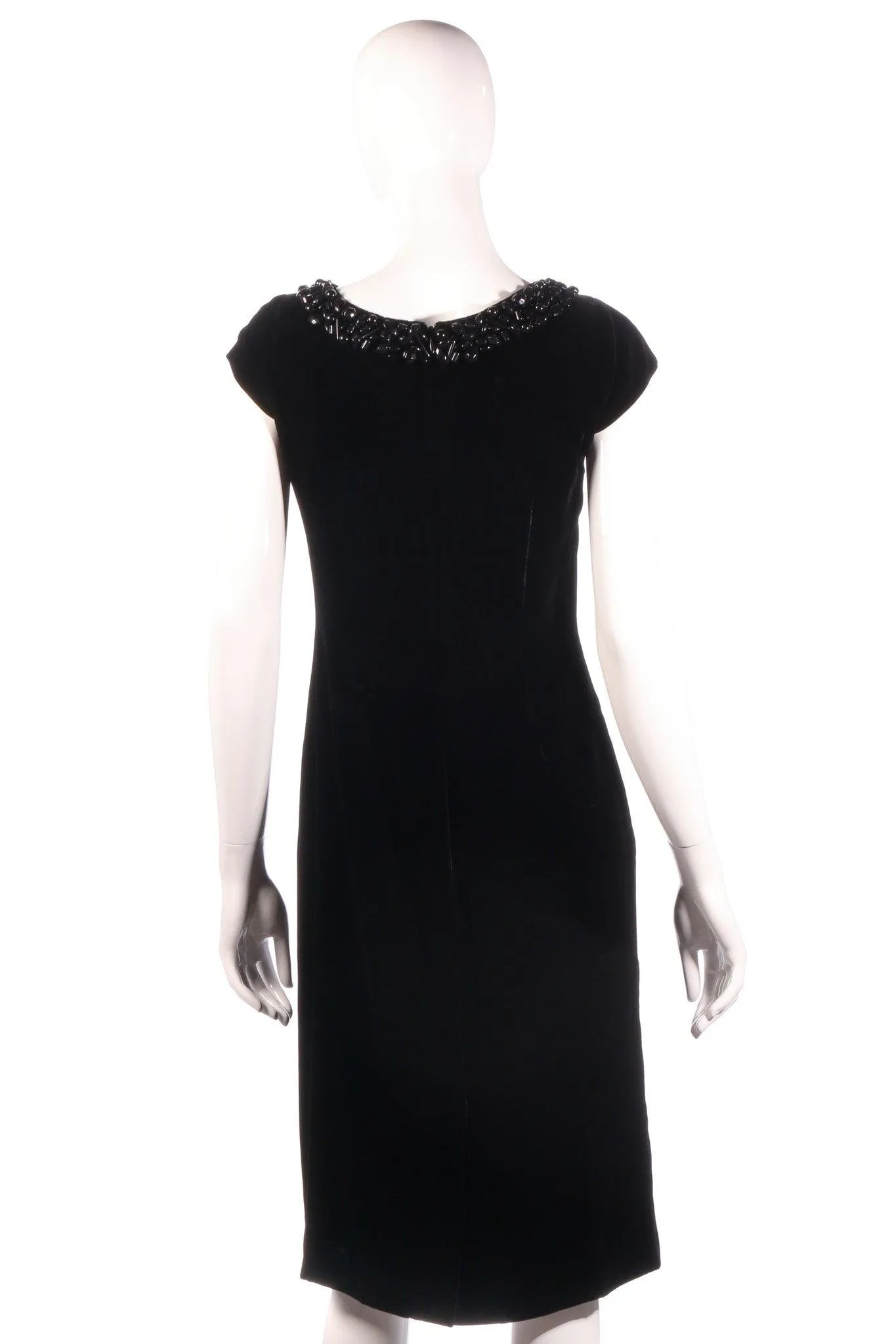 Hobbs Black Velvet Sleeveless Dress with Beaded Neckline Size 10