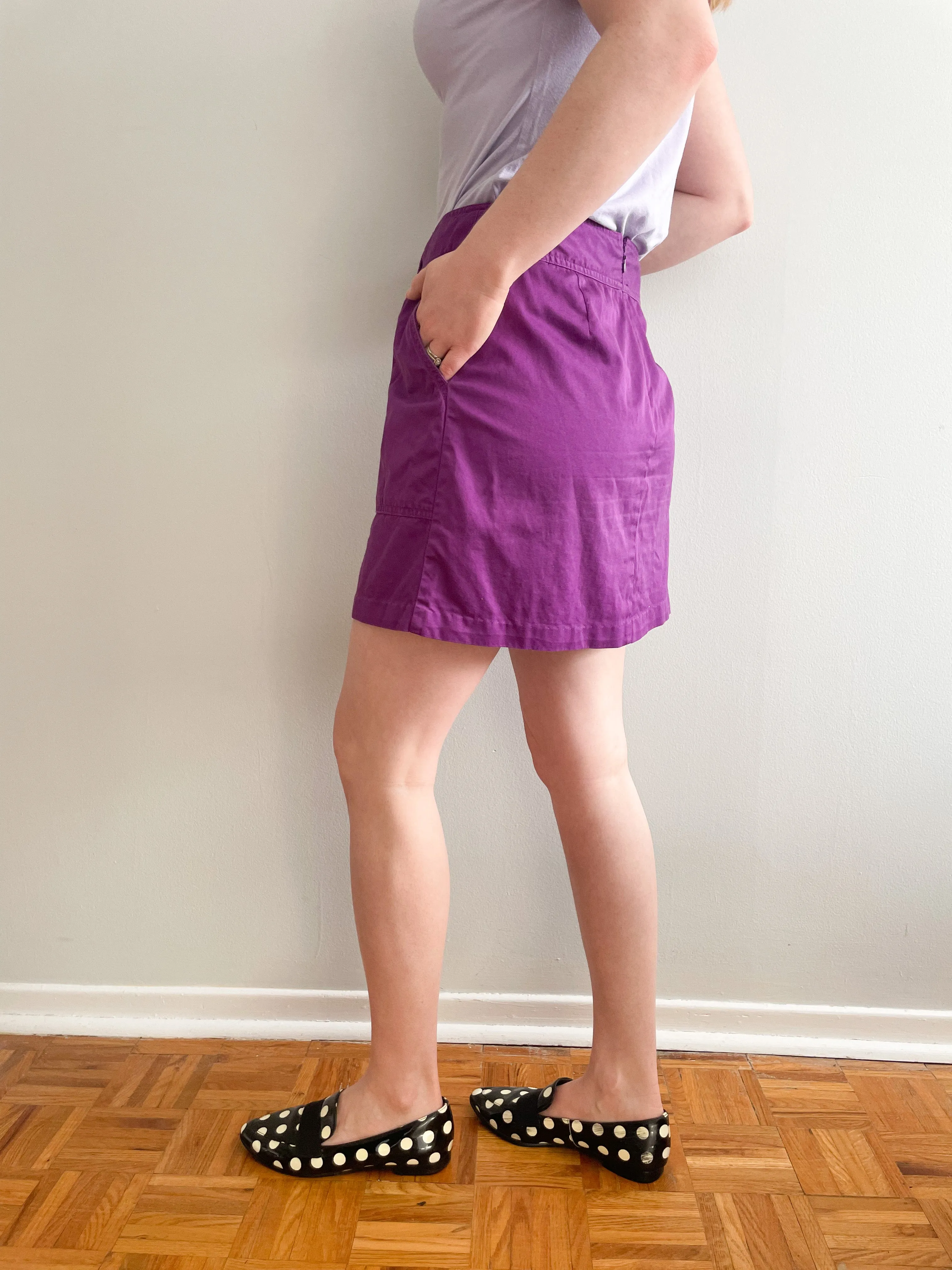 Jacob Purple Cotton Modal Mini Skirt - Small