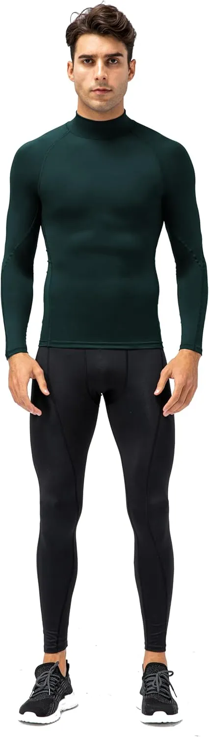 Men's Athletic Compression Shirts Long Sleeve Workout T-Shirt Mock Turtleneck Base Layer Undershirt Tops
