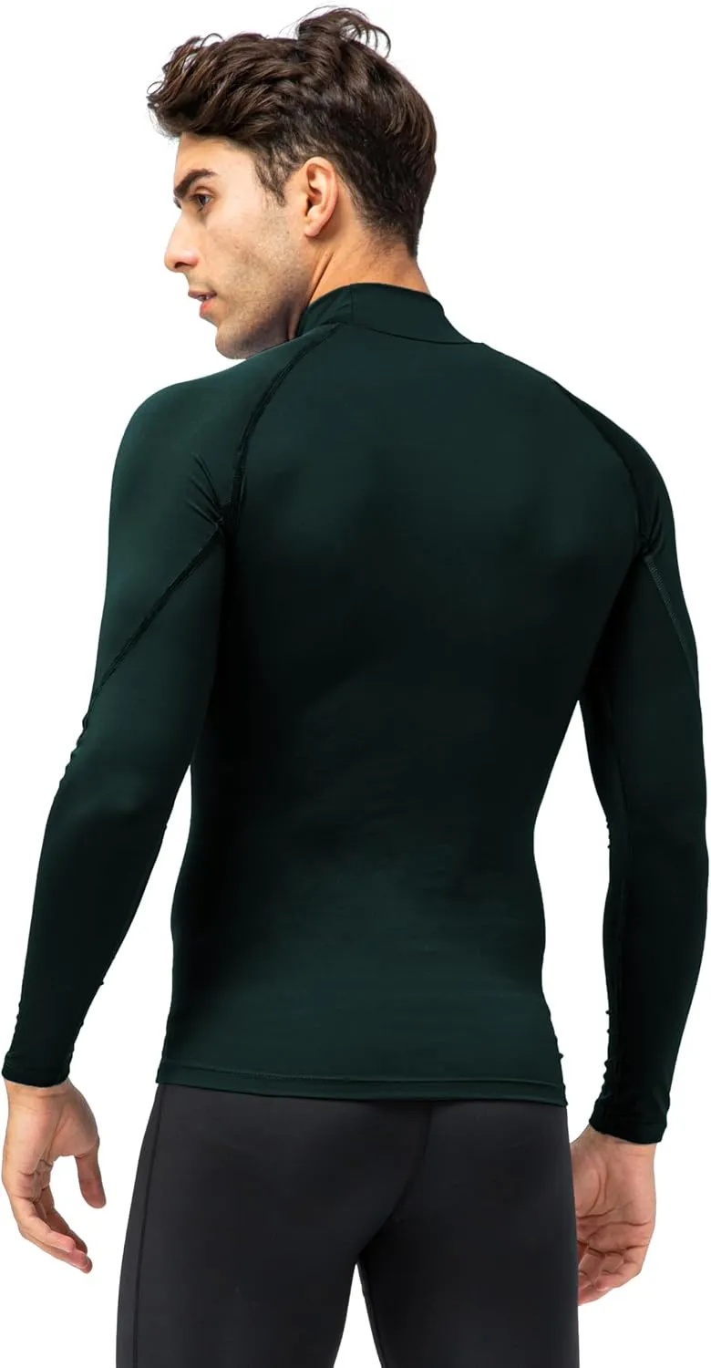 Men's Athletic Compression Shirts Long Sleeve Workout T-Shirt Mock Turtleneck Base Layer Undershirt Tops
