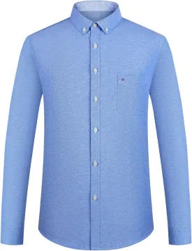 Men's Stylish Cotton Blend Casual Oxford Shirt, Breathable Long Sleeve Button Down Collar Work Shirt