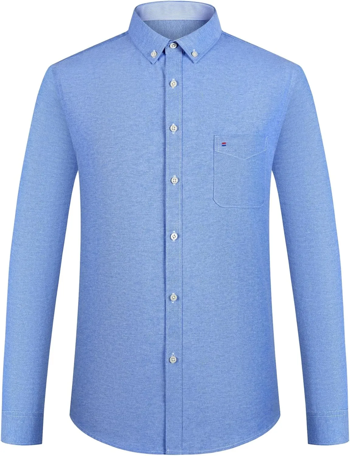 Men's Stylish Cotton Blend Casual Oxford Shirt, Breathable Long Sleeve Button Down Collar Work Shirt