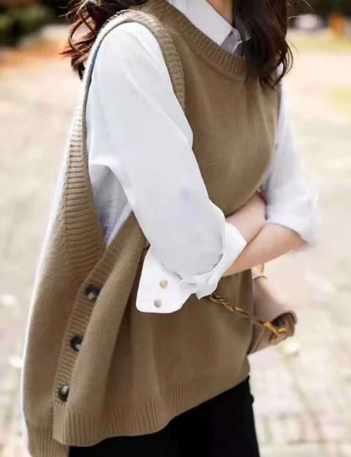 Mingzhu Women's Sleeveless Sweater Vest Round Neck Loose Ribbed Kint Pullover Tops