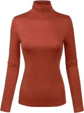 MixMatchy Women's Slim Lightweight Long Sleeve Pullover Turtleneck Mock Shirts Base Layer Undershirts Active Tops