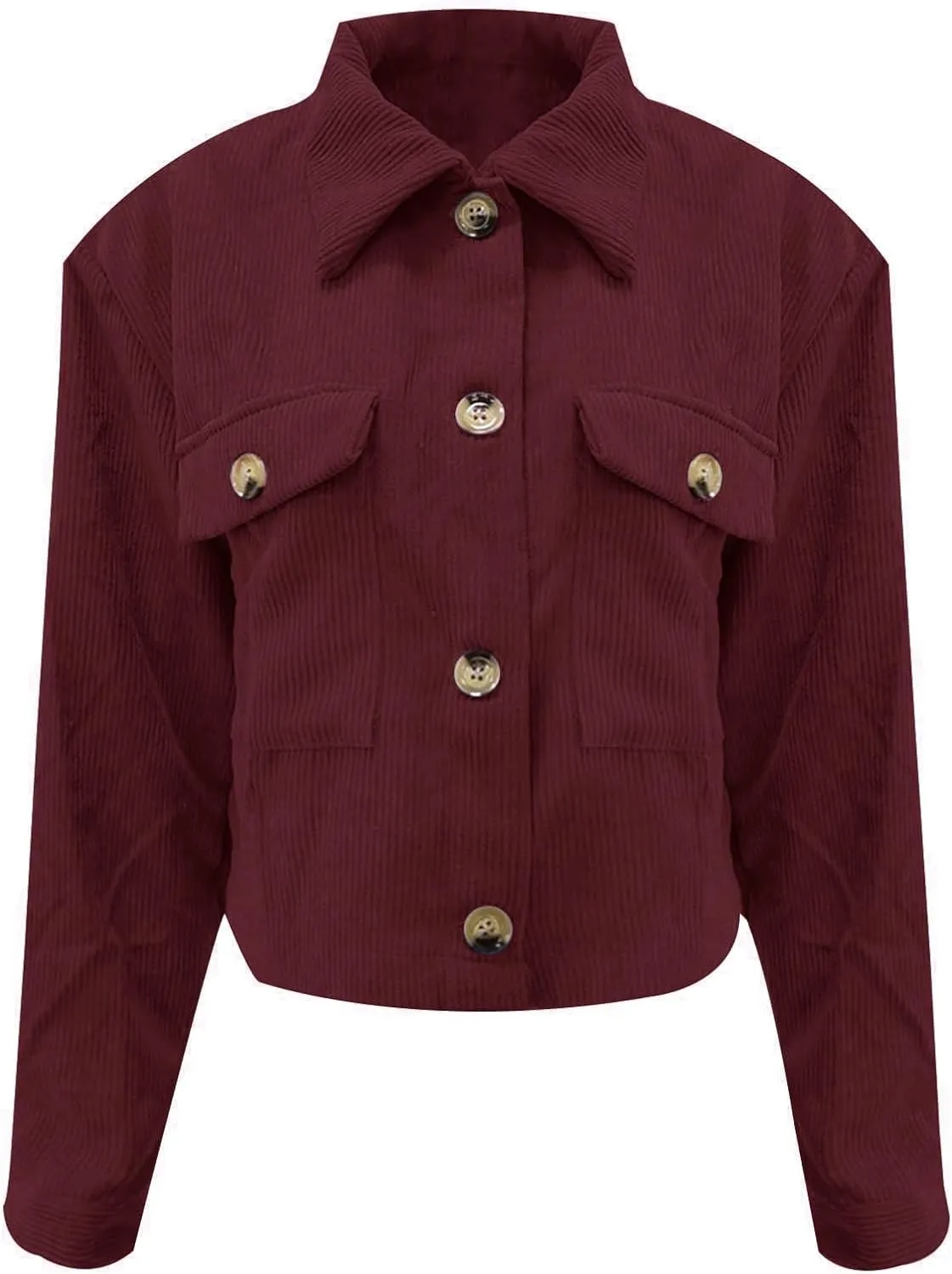 Mmoneyake Corduroy Jacket Women Fashion Cropped Shackets Button Down Crop Jackets Casual Long Sleeve Shirts Fall Coat Tops