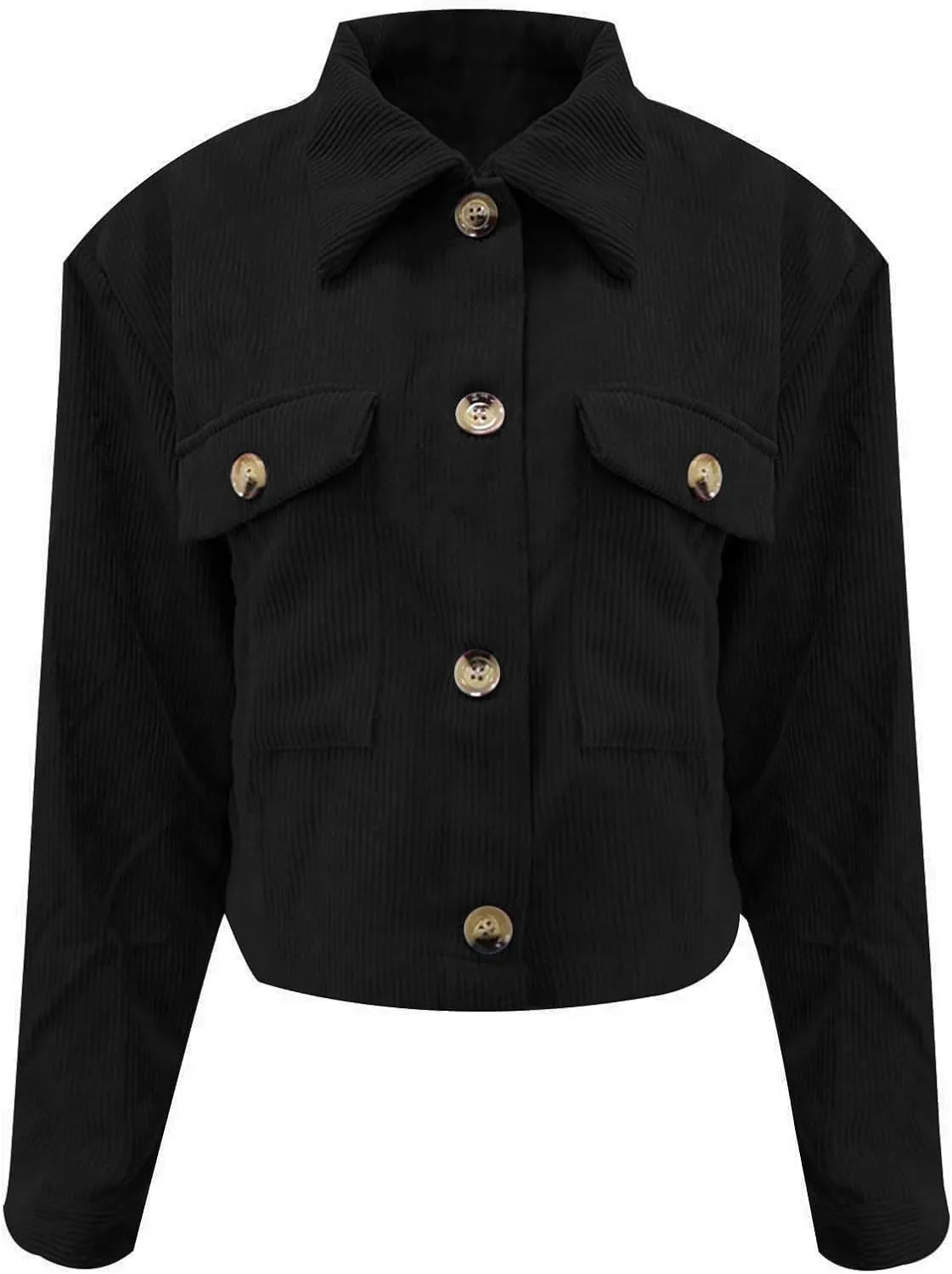 Mmoneyake Corduroy Jacket Women Fashion Cropped Shackets Button Down Crop Jackets Casual Long Sleeve Shirts Fall Coat Tops