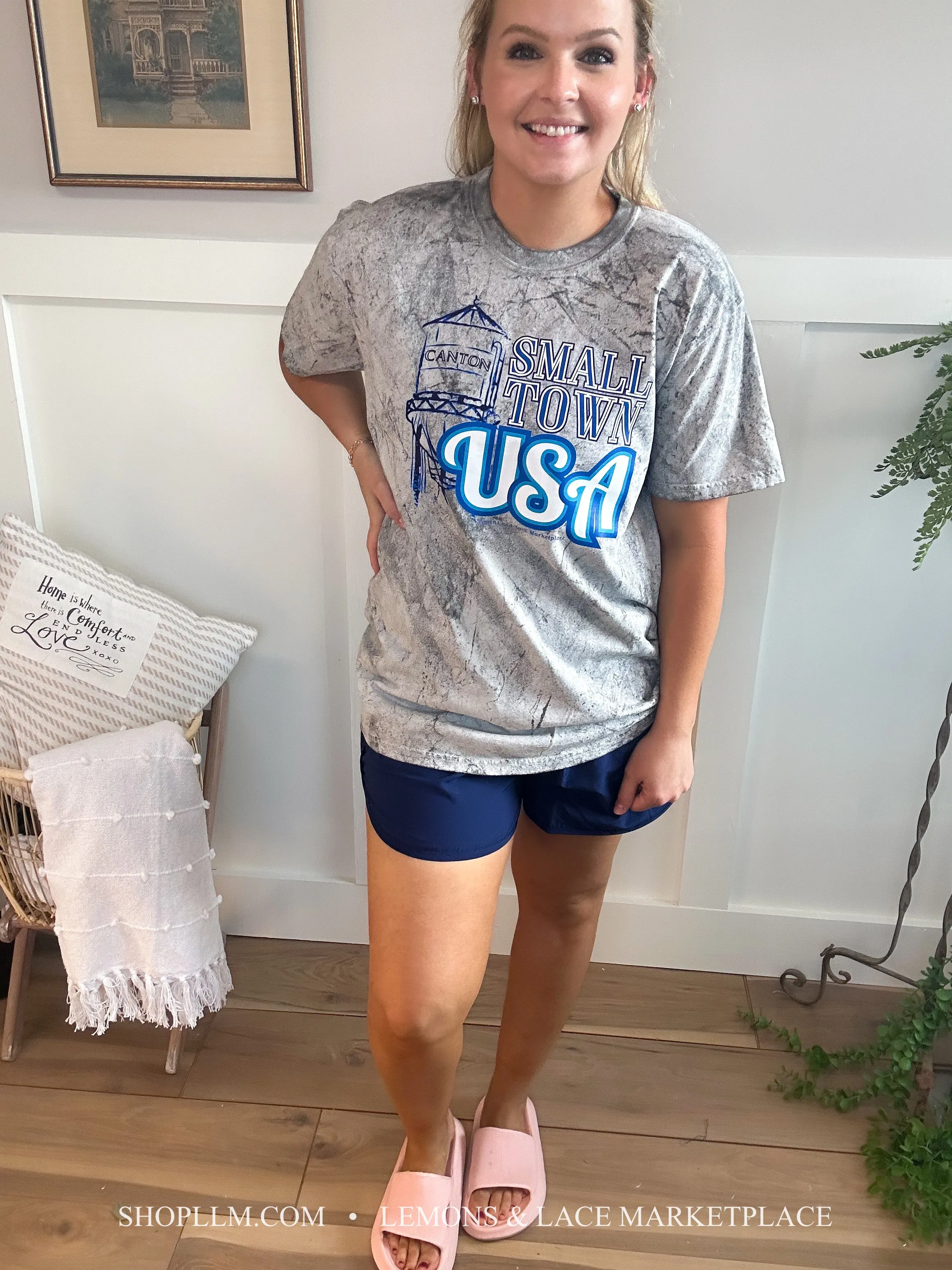 Navy Windbreaker Smocked Shorts