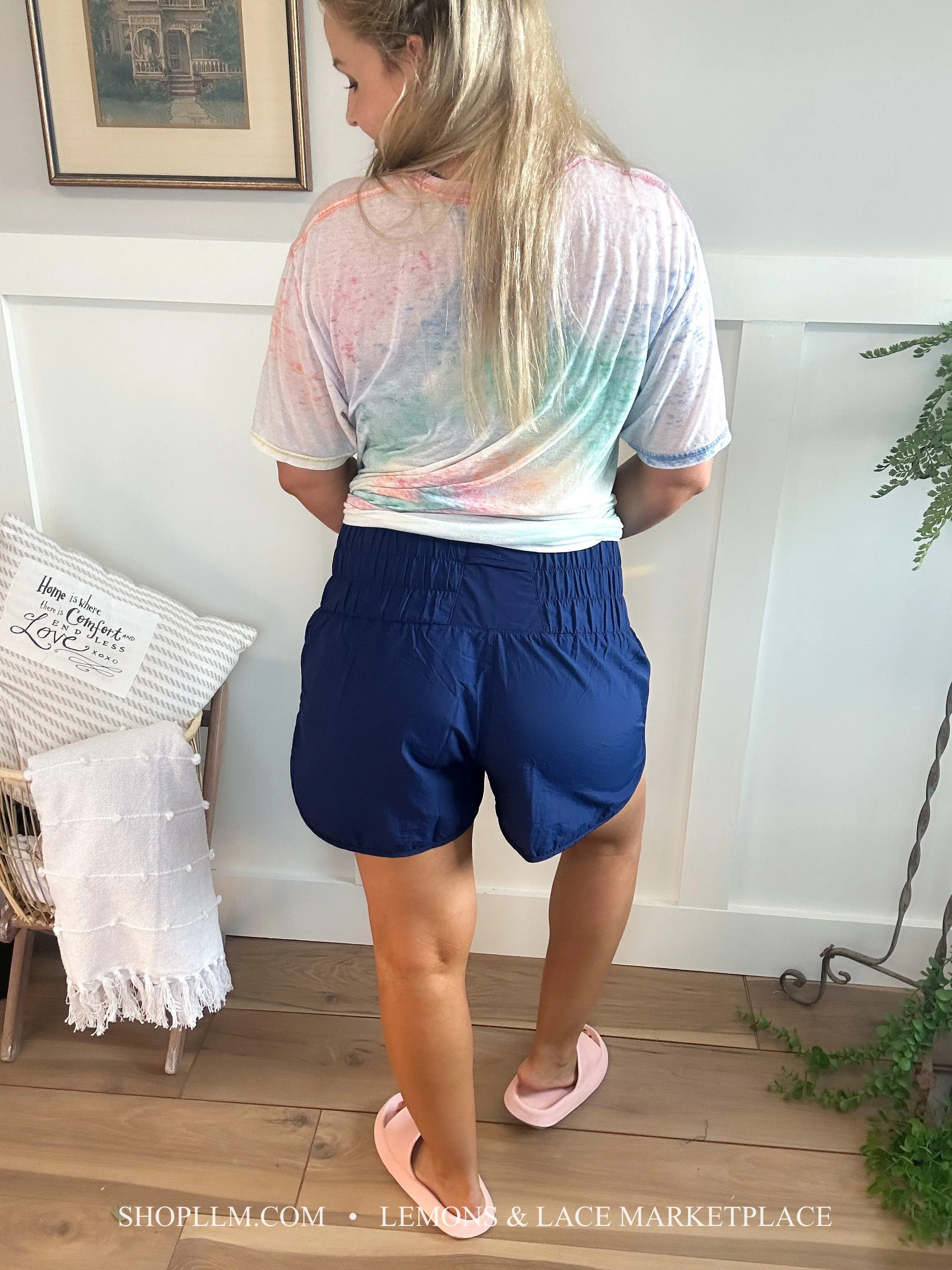 Pink Windbreaker Smocked Shorts