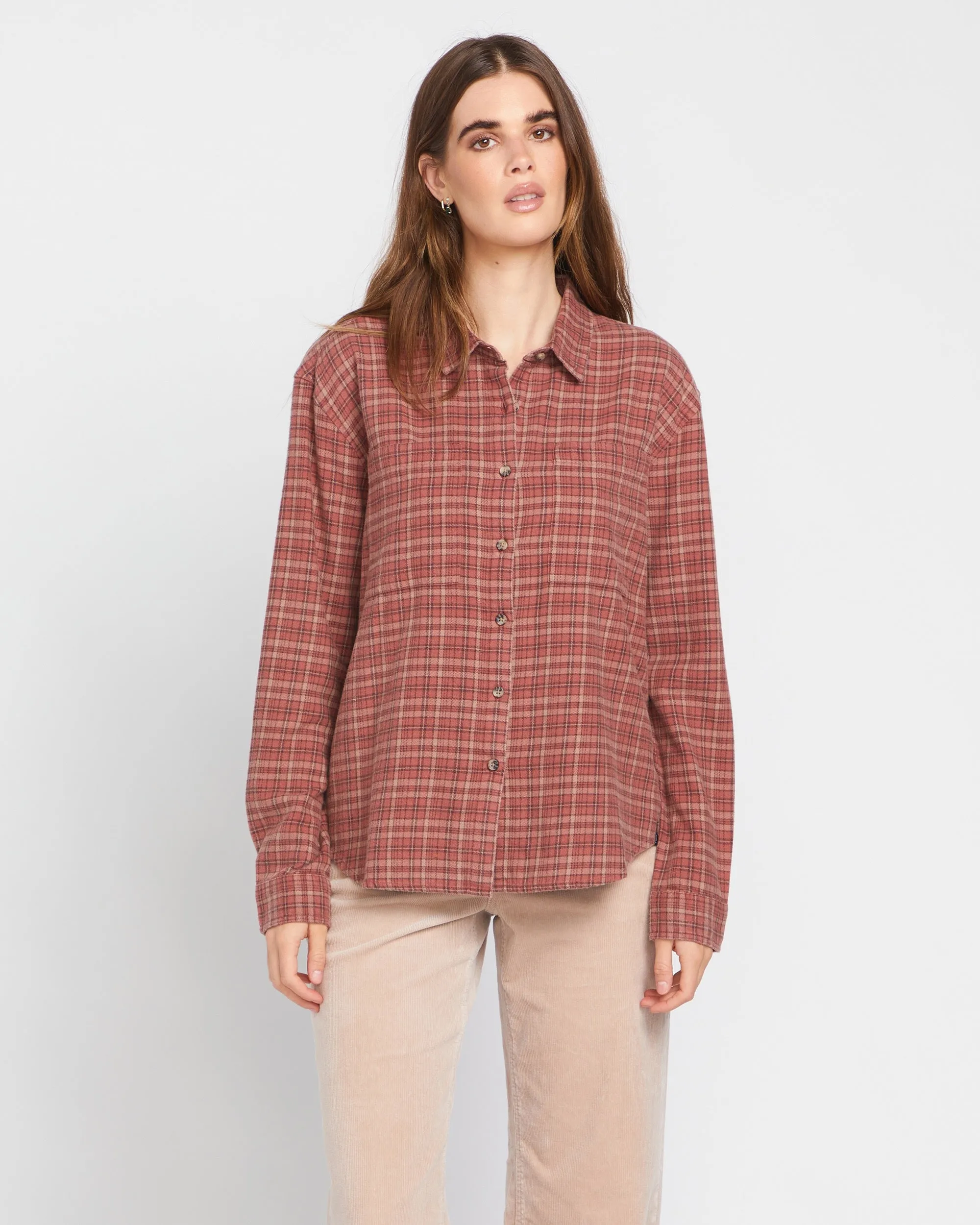 Plaid To Meet U 2 Long Sleeve Shirt - Chestnut Brown