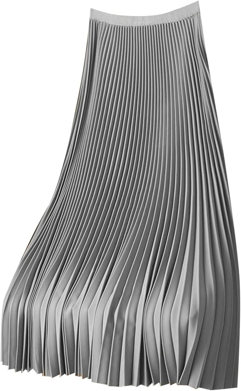 Plus Size Skirts for Women Elastic High Waist Soft Satin Flowy Party Metallic Shiny Accordion Pleated Midi Skirt