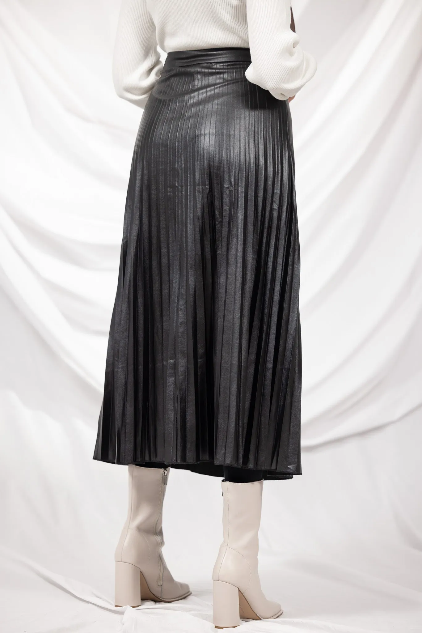 PU Pleated Skirt