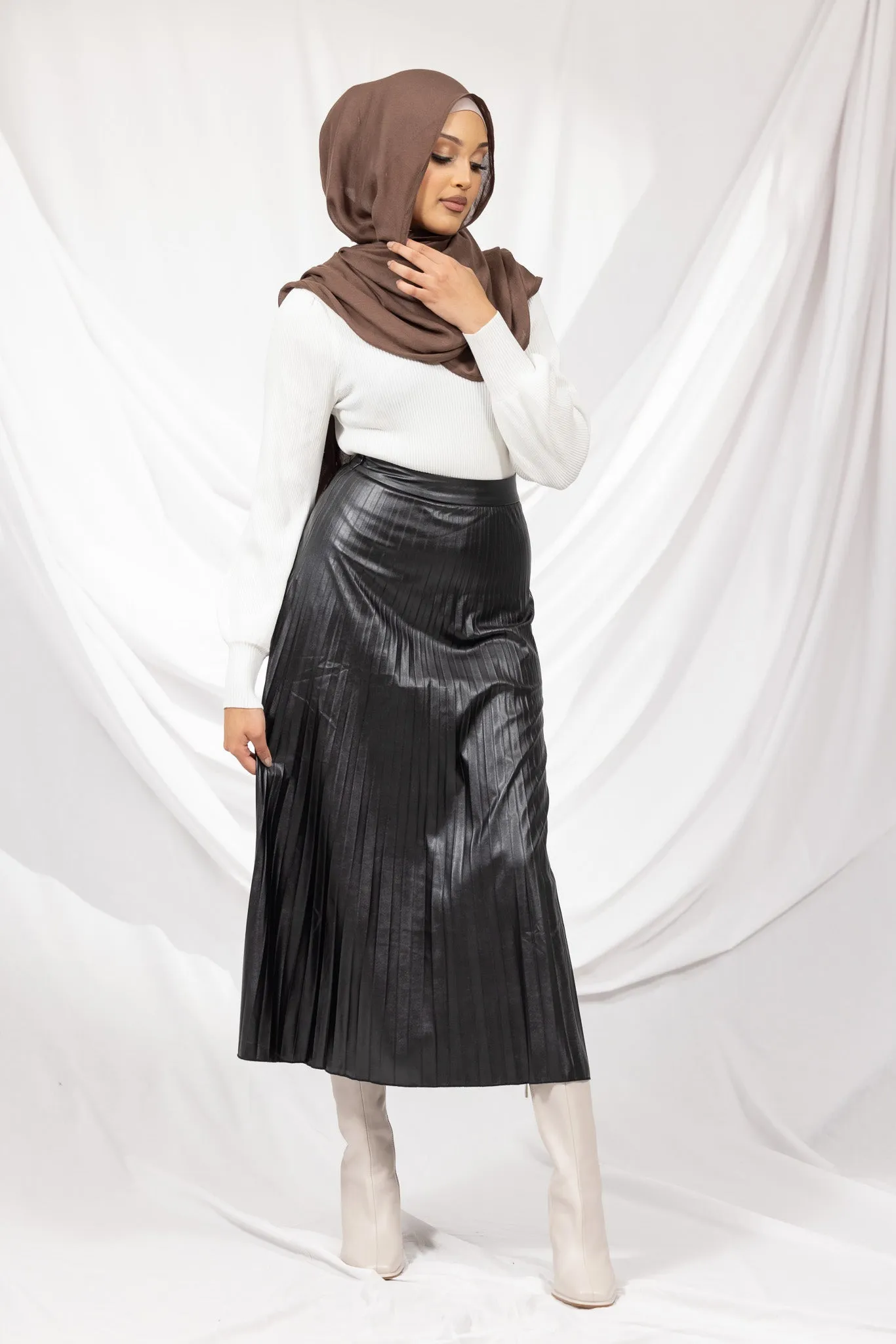PU Pleated Skirt