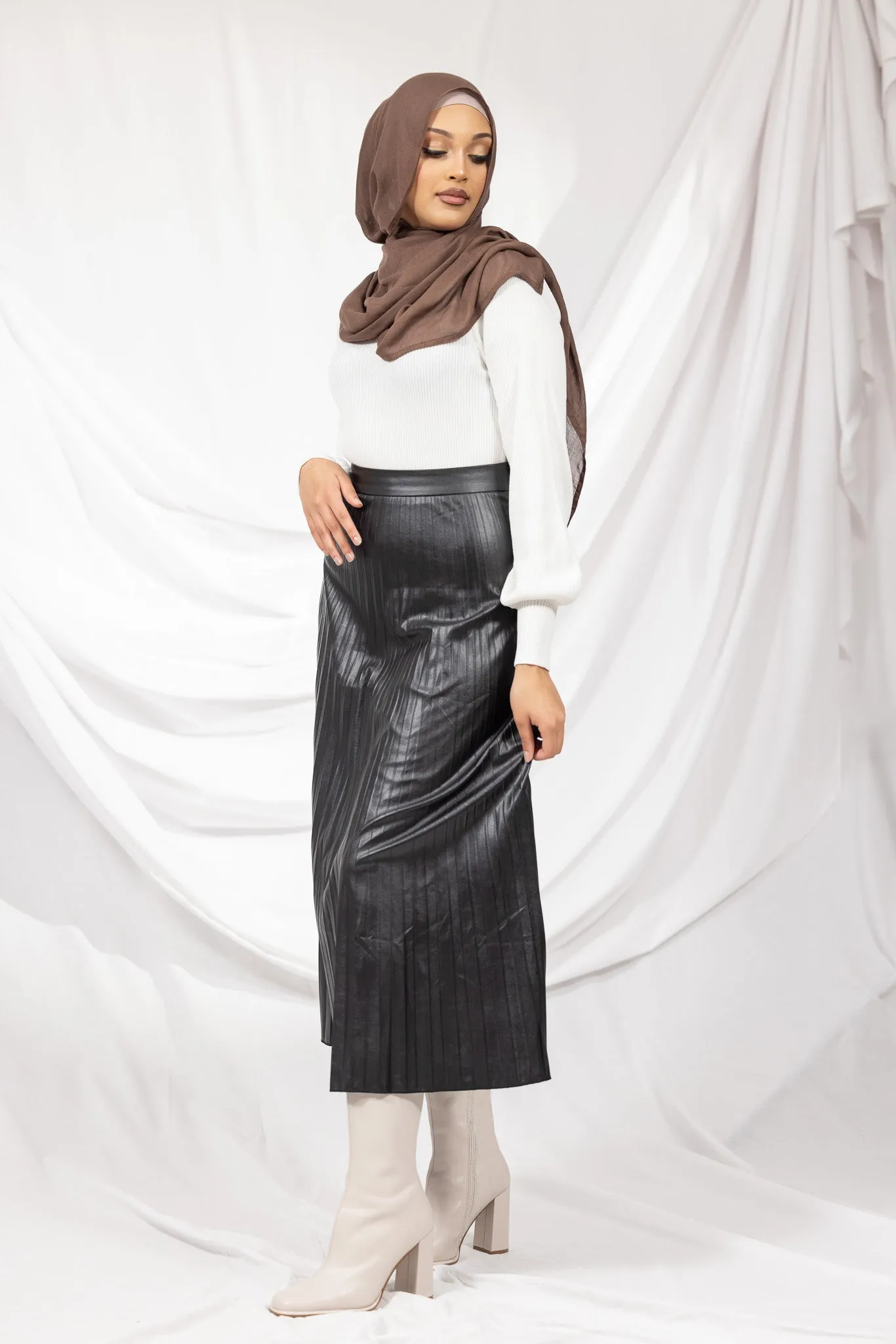 PU Pleated Skirt