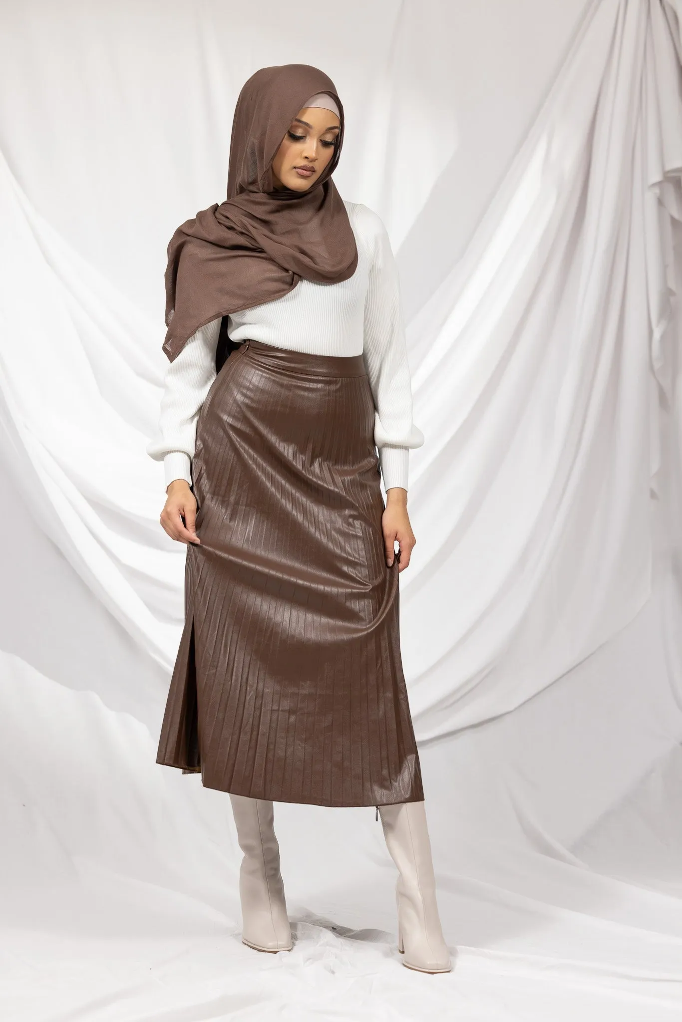 PU Pleated Skirt
