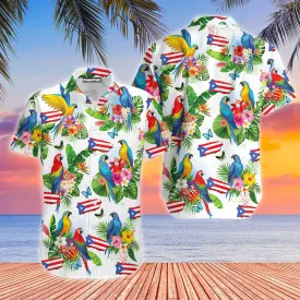 Puerto Rico Parrots Tropical Aloha Hawaiian Shirts For Men & For Women