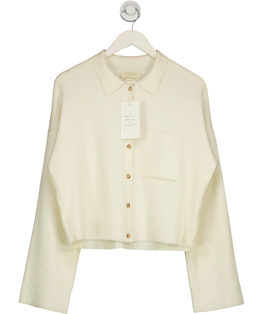 Sezane Cream Liya Merino Cardigan  Ecru UK XXL
