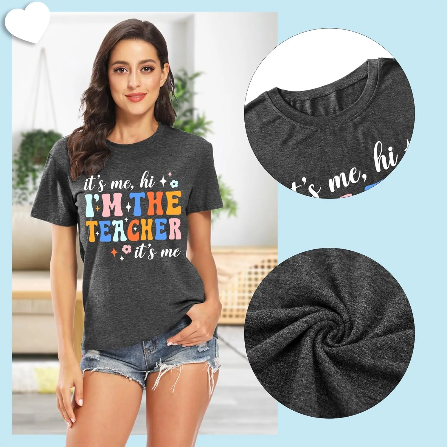 Teacher T-Shirt Women's Short Sleeve Life Shirt - Teacher's Day Gift, Back to School Tee Top