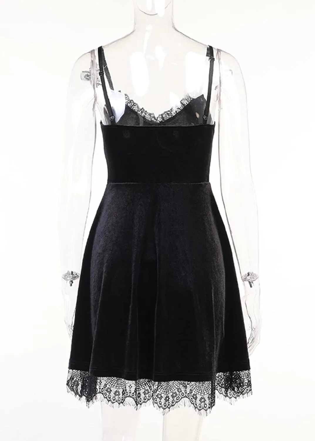 TSMNZMU Womens Gothic Lolita Dress Velvet Moon Camisole Dresses Sleeveless Punk Grunge Emo Dress Goth Alt Witchy Fairy Dress