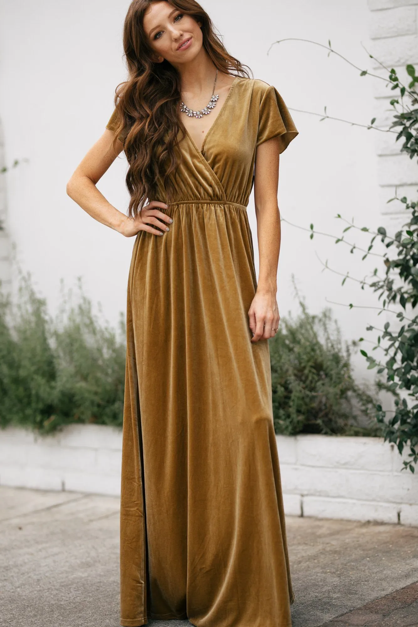Vanessa Velvet Surplice Maxi Dress