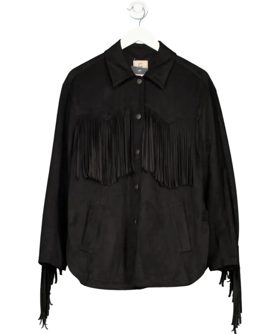 We The Free Black Fringe Out Vegan Suede Jacket UK 8