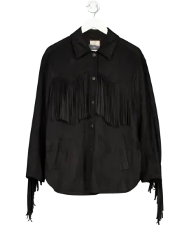We The Free Black Fringe Out Vegan Suede Jacket UK 8